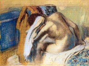 Oil woman Painting - Woman Drying Her Hair 1893-98 by Degas,Edgar