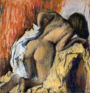 Oil woman Painting - Woman Drying Herself 1896-98 by Degas,Edgar