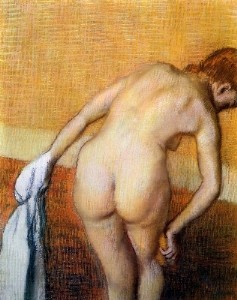 Oil woman Painting - Woman Having a Bath 1886-88 by Degas,Edgar