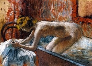 Oil woman Painting - Woman Leaving Her Bath 1886-88 by Degas,Edgar