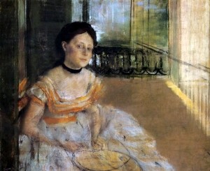 Oil woman Painting - Woman Seated on a Balcony 1872 by Degas,Edgar
