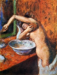 Oil woman Painting - Woman Washing Herself 1892 by Degas,Edgar