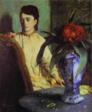 Oil woman Painting - Woman with Porcelain Vase. 1872 by Degas,Edgar