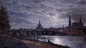Oil dahl, johan christian Painting - View of Dresden at Full Moon   1839 by Dahl, Johan Christian
