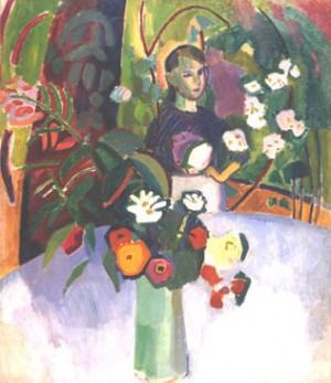 Oil dufy,rauol Painting - Jeanne dans les fleurs by Dufy,Rauol