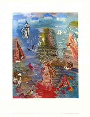 Oil dufy,rauol Painting - Mermaid and Sailboats by Dufy,Rauol