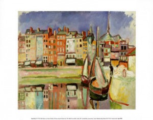 Oil dufy,rauol Painting - Old Houses Along the Honfleur Dock, 1906 by Dufy,Rauol