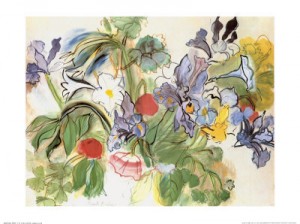 Oil dufy,rauol Painting - Poppies and Iris by Dufy,Rauol