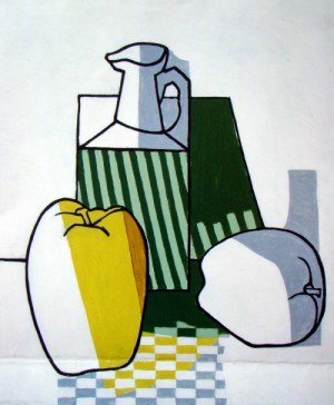 Oil davis, stuart Painting - Apples and Jug 1923 by Davis, Stuart