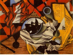Oil gris juan Painting - Pears and Grapes on a Table by Gris Juan