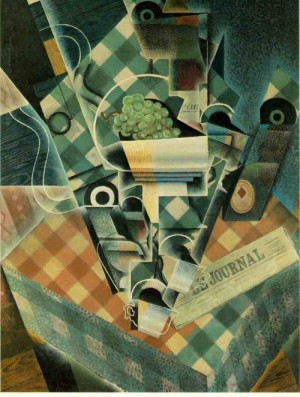 Oil gris juan Painting - Still Life with Checked Tablecloth by Gris Juan
