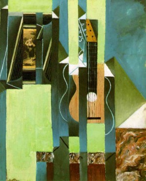 Oil gris juan Painting - The Guitar by Gris Juan