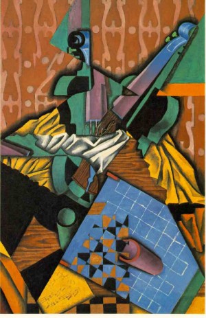 Oil gris juan Painting - Violin and Checkerboard by Gris Juan