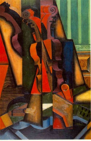 Oil gris juan Painting - Violin and Guitar by Gris Juan