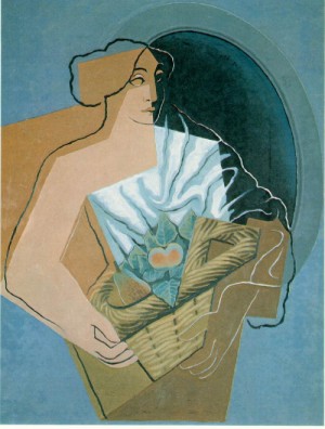 Oil woman Painting - Woman with a Basket    1927 by Gris Juan