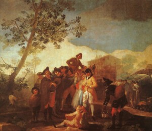 Oil goya francisco Painting - Blind Man Playing the Guitar, 1778 by Goya Francisco
