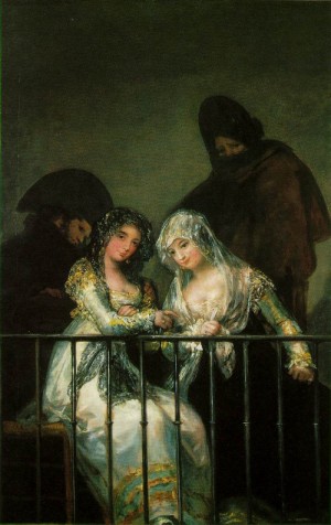 Oil goya francisco Painting - Group on a Balcony    c. 1810-15 by Goya Francisco