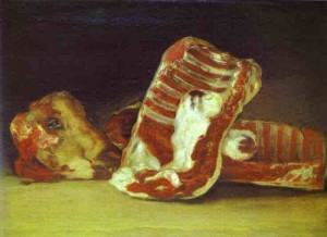 Oil goya francisco Painting - Head and Quarters of a Dissected Ram c. 1808-1812 v by Goya Francisco