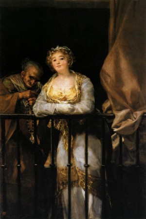 Oil goya francisco Painting - Maja and Celestina  1808-12 by Goya Francisco