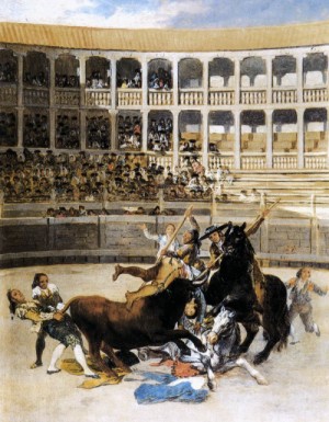 Oil goya francisco Painting - Picador Caught by the Bull  1793 by Goya Francisco