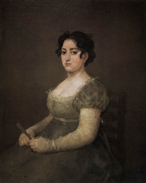 Oil goya francisco Painting - Portrait of a Lady with a Fan  1806-07 by Goya Francisco