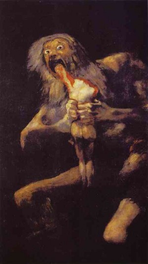 Oil goya francisco Painting - Saturn Devouring One of His Chidren. c. 1820-23 by Goya Francisco