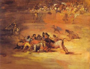 Oil goya francisco Painting - Scene of Bullfight. c. 1824-1825 by Goya Francisco