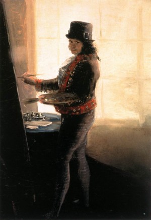 Oil goya francisco Painting - Self Portrait in the Workshop  1790-95 by Goya Francisco