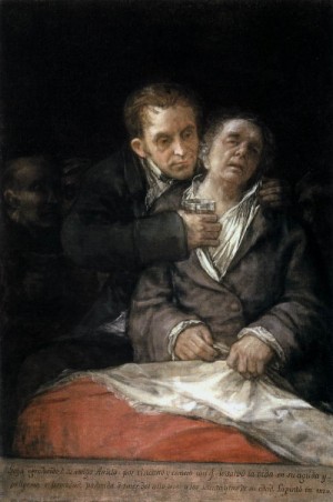 Oil goya francisco Painting - Self Portrait with Doctor Arrieta   1820 by Goya Francisco