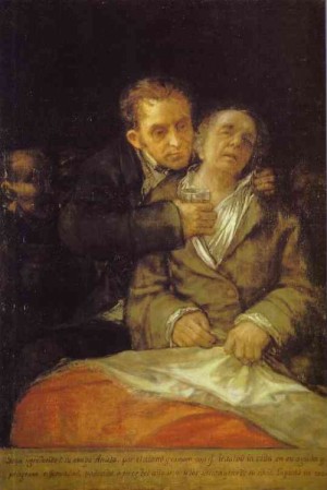Oil goya francisco Painting - Self-Portrait with Dr. Arrieta. 1820 by Goya Francisco