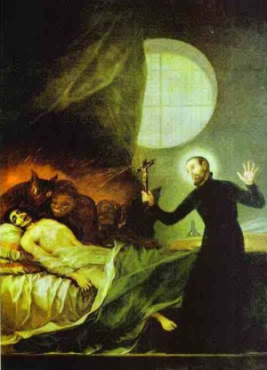 Oil goya francisco Painting - St. Francis Borgia Exorsizing. 1788 by Goya Francisco