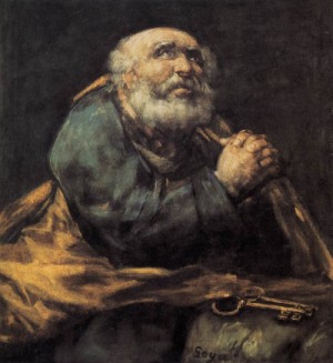 Oil goya francisco Painting - St Peter Repentant  1823-25 by Goya Francisco