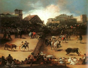 Oil goya francisco Painting - The Bullfight by Goya Francisco