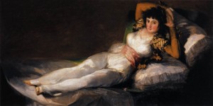 Oil goya francisco Painting - The Clothed Maja (La Maja Vestida)  1800-03 by Goya Francisco