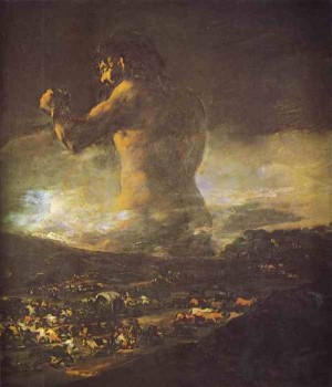 Oil goya francisco Painting - The Colossus. c. 1810-12 by Goya Francisco