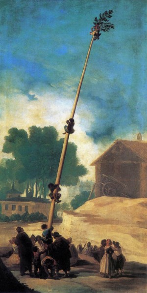 Oil goya francisco Painting - The Greasy Pole (La Cucana)  1786-87 by Goya Francisco