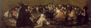 Oil goya francisco Painting - The Great He Goat or Witches Sabbath  c.1821-1823 by Goya Francisco