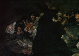 Oil goya francisco Painting - The Great He Goat or Witches Sabbath  c.1821-1823 by Goya Francisco