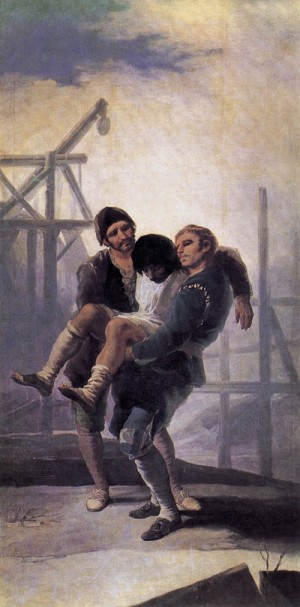 Oil goya francisco Painting - The Injured Mason  1786-87 by Goya Francisco