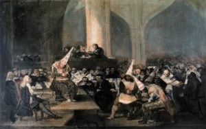 Oil goya francisco Painting - The Inquisition Tribunal  1812-19 by Goya Francisco