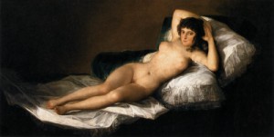 Oil Nude Painting - The Nude Maja (La Maja Desnuda)  1799-1800 by Goya Francisco