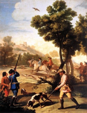 Oil goya francisco Painting - The Quail Shoot  1775 by Goya Francisco