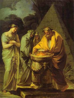 Oil goya francisco Painting - The Sacrifice to Vesta. 1771 by Goya Francisco