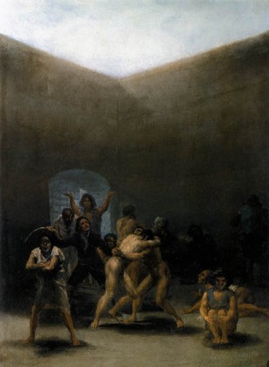 Oil goya francisco Painting - The Yard of a Madhouse  1794 by Goya Francisco