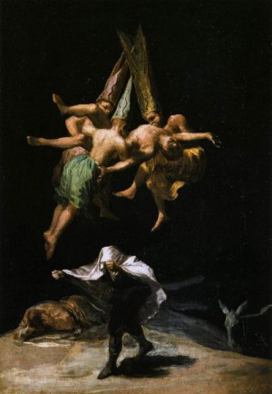 Oil goya francisco Painting - Witches in the Air  1797-98 by Goya Francisco