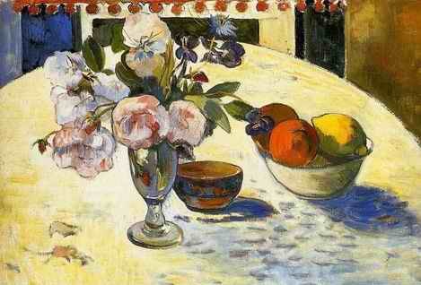 Flowers In A Fruit Bowl by Gauguin,Paul