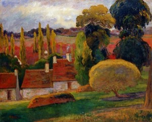Oil gauguin,paul Painting - A Farm in Brittany by Gauguin,Paul
