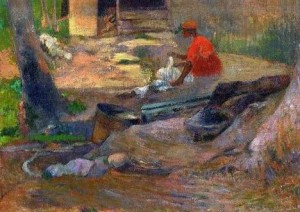 Oil gauguin,paul Painting - A Little Washerwoman by Gauguin,Paul