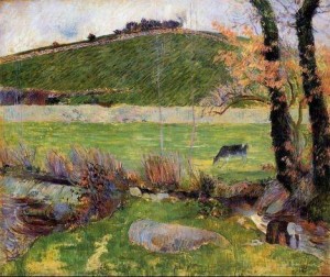 Oil gauguin,paul Painting - A Meadow On The Banks Of The Aven by Gauguin,Paul