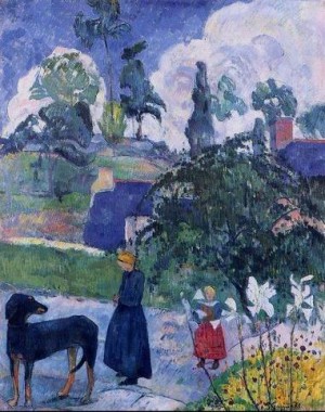 Oil gauguin,paul Painting - Among The Lillies by Gauguin,Paul